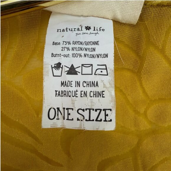 Natural Life Burnout Velvet Open Kimono Top Golden Yellow Boho Fairy Festival - Picture 10 of 14